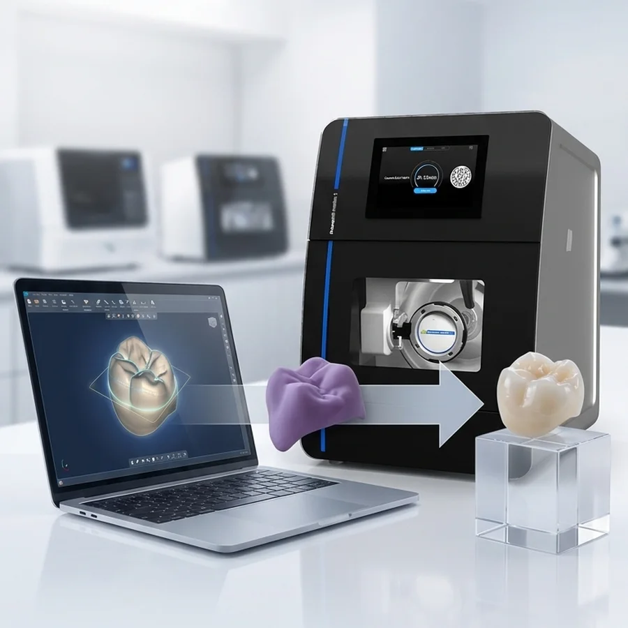 InovMill em movimento — do ficheiro STL à peça final: CAD, fresagem e coroa finalizada